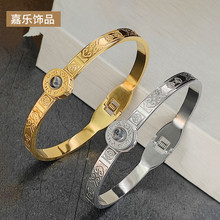 厂家直供六字真言经文投影石弹簧手镯不掉色 bangles bracelet