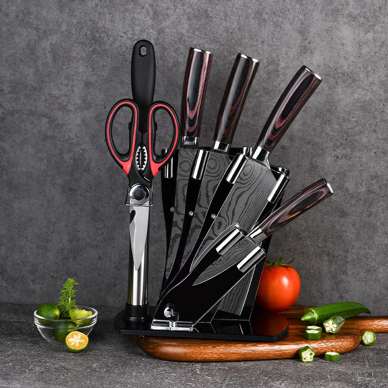厂家大马士革纹刀具套装厨房全套菜刀家用切片刀组合礼品切肉套刀