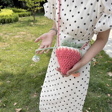纯手工编织卡通草莓包时尚个性单肩斜挎女包