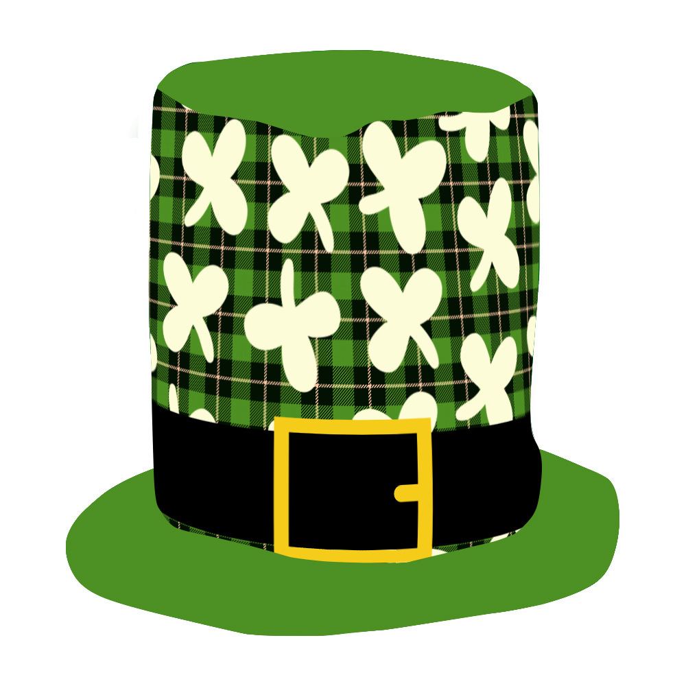 Green Irish Festival a Tall Hat Carnival Party Dress up Clover Hat Square Buckle St. Patrick's Day Topper