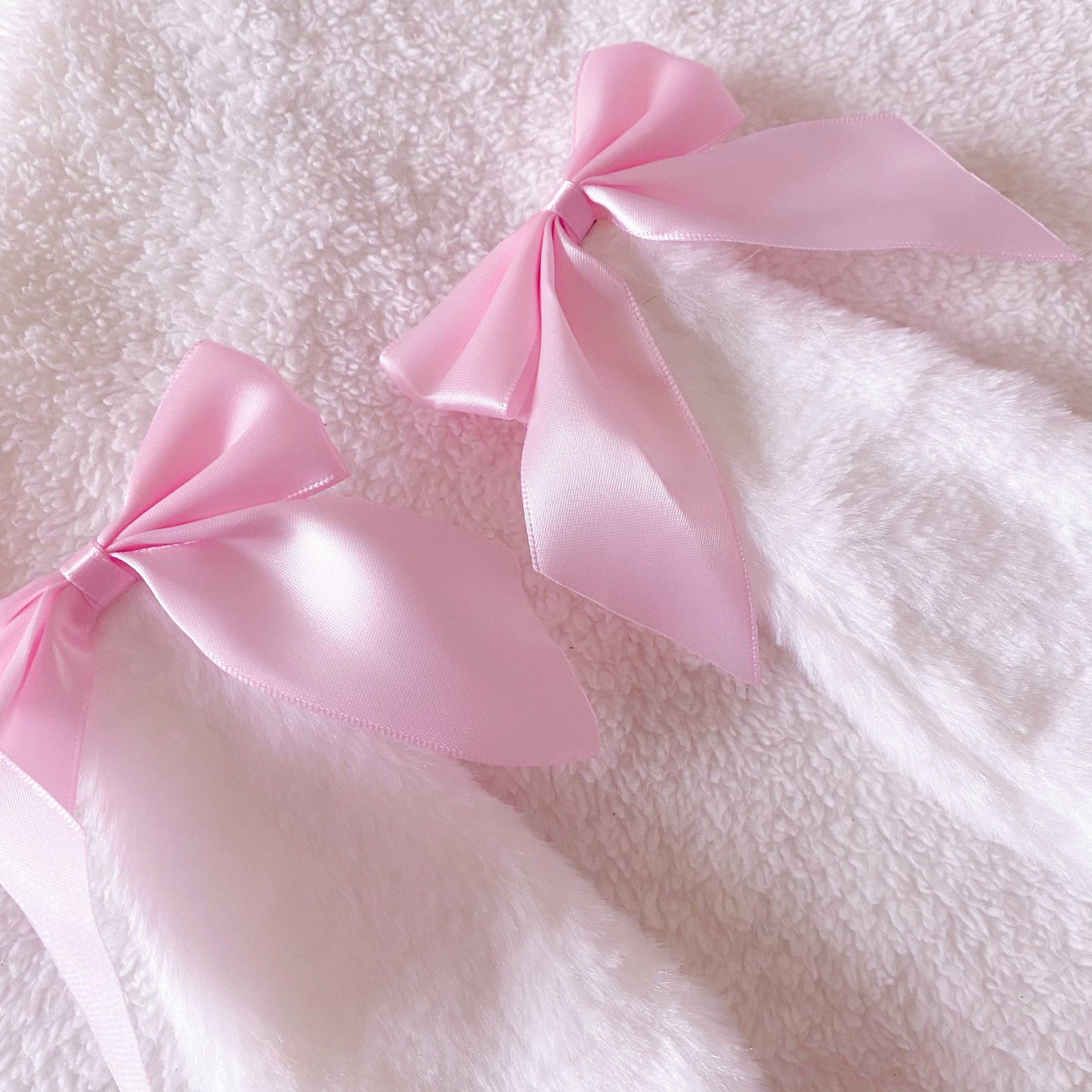 lolita手作蕾丝蝴蝶结毛绒兔耳垂耳兔发夹kc动漫头饰 现货