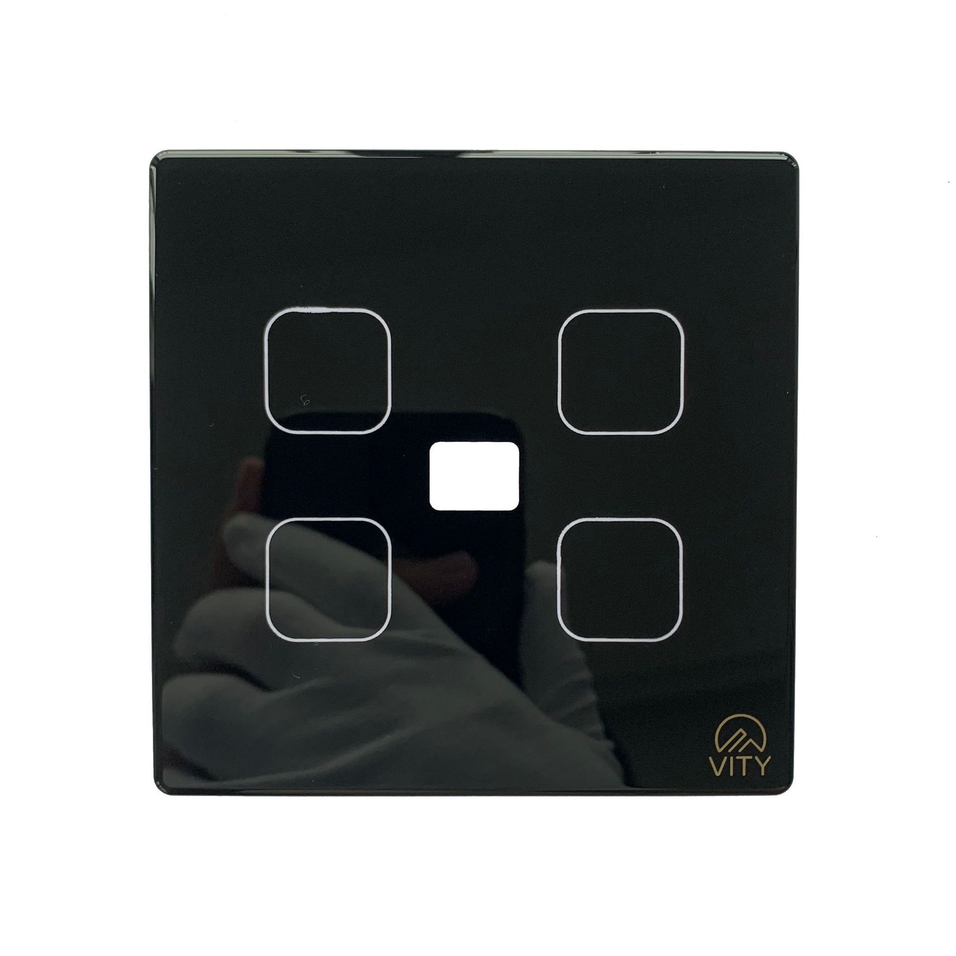 加工定制触摸开关玻璃面板丝印黑色白色4位触摸开关钢化玻璃盖板