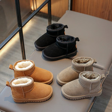 儿童雪地靴2023冬季新款女童加绒短靴男童加厚棉靴宝宝保暖鞋