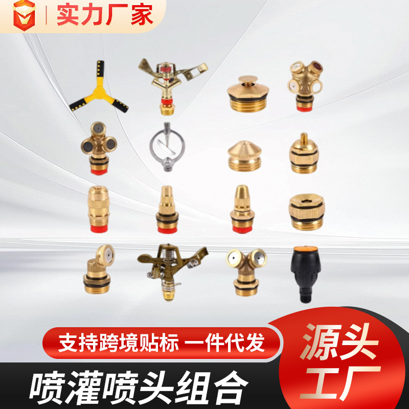 跨境款全铜可调节喷头园林灌溉工具农用洒水器不锈钢支架组合套装