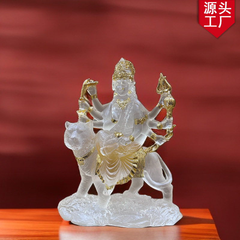 indian statue difficult near mother durga riding tiger lion worship resin water glaze decoration source factory