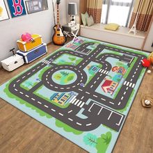 儿童地毯爬行垫城市交通场景地图游戏玩具毯马路轨道停车场地垫
