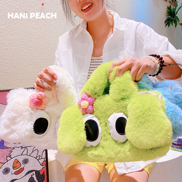 hd9434a03网红长耳朵大眼睛小狗毛绒手提包可爱休闲手提单肩包女