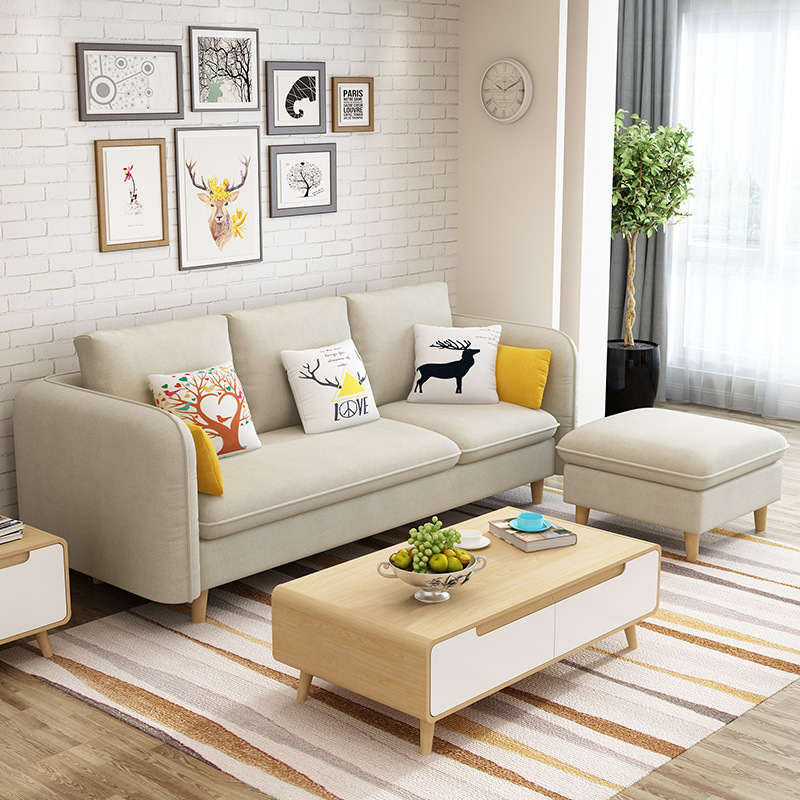 北欧布艺沙发客厅整装家具组合套装现代简约小户型三人沙发网红款