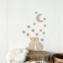 亚马逊墙面猫咪装饰墙贴卧室客厅自粘木质儿童房装饰
