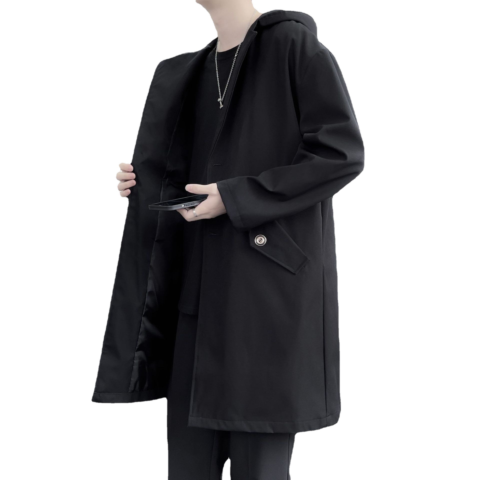 Spring Trench Coat Design High-Grade British Style Barr MACN Coat Overknee Mid-Length Cloak Coat Men's Autumn Clothing