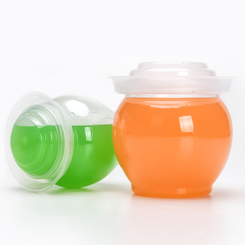 食品级塑料罐商用300ml500ml塑料泡菜坛子饮料杯冰淇淋杯密封罐子