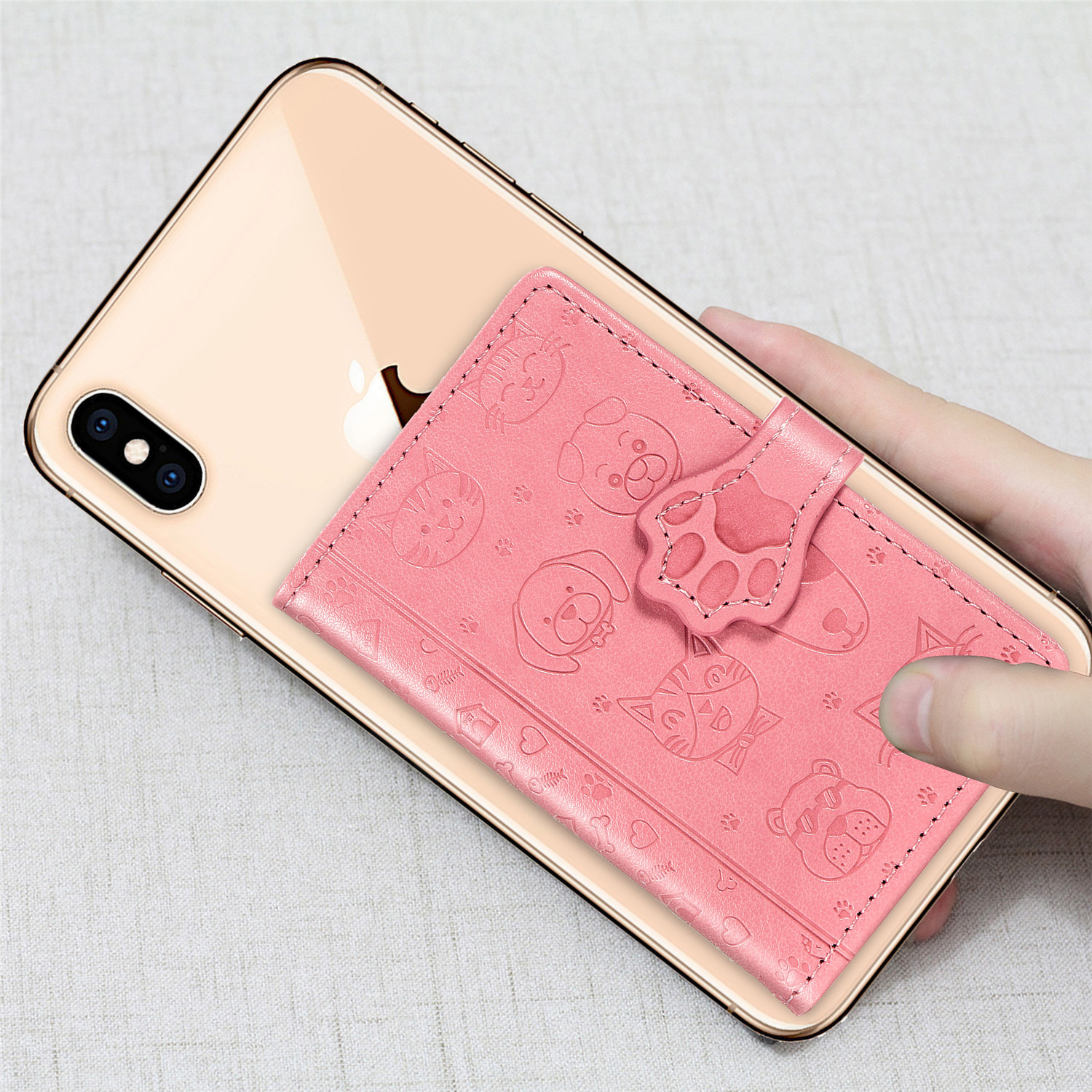 手机背贴卡套 pu公交卡包 支架搭扣卡套 3m背胶插卡袋现货批发