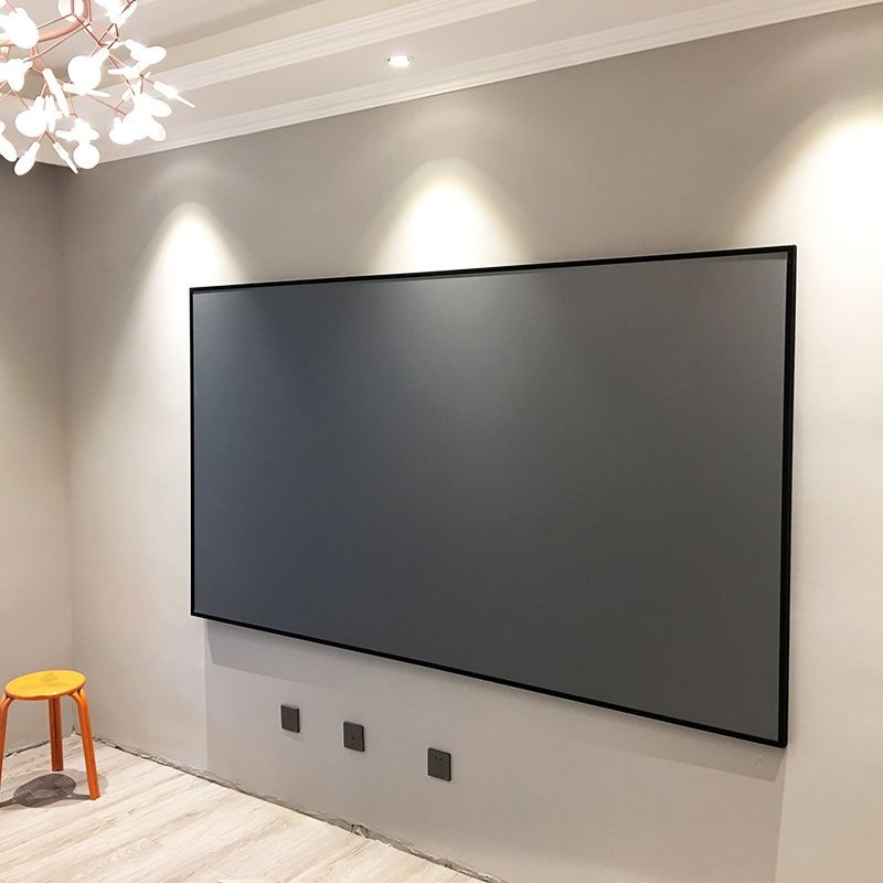 免打孔硬屏投影长焦幕布菲涅尔家用家庭影院抗光幕100寸极窄黑晶