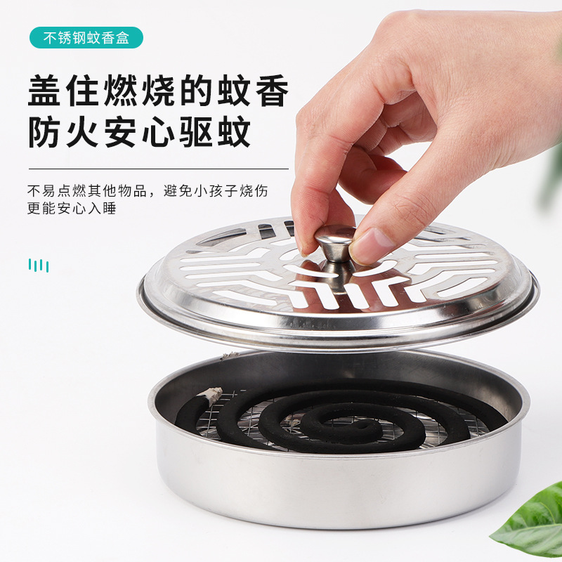 Household Stainless Steel Mosquito Coil Box Fireproof Anti-Kick Mosquito Coil Outdoor Mosquito Repellent Portable Spot Mosquito-Repellent Incense Gray Rack