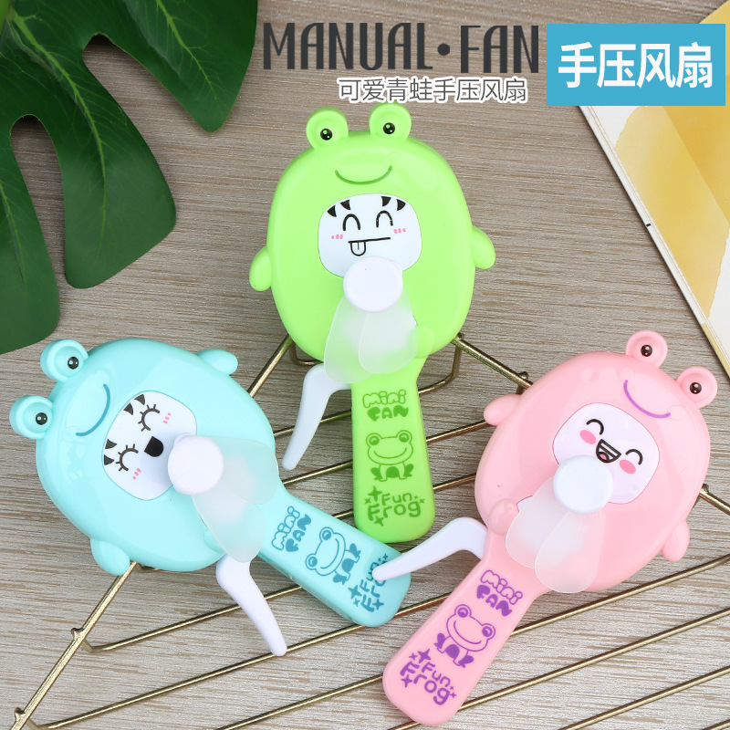 Small Cute Frog Hand Pressure Fan Portable Children's Handheld Toy Cartoon Fan Promotional Gifts Factory Direct