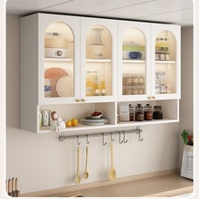 玻璃门厨房吊柜实木奶油风壁挂式浴室顶柜子制定卧室餐厅壁橱橱柜
