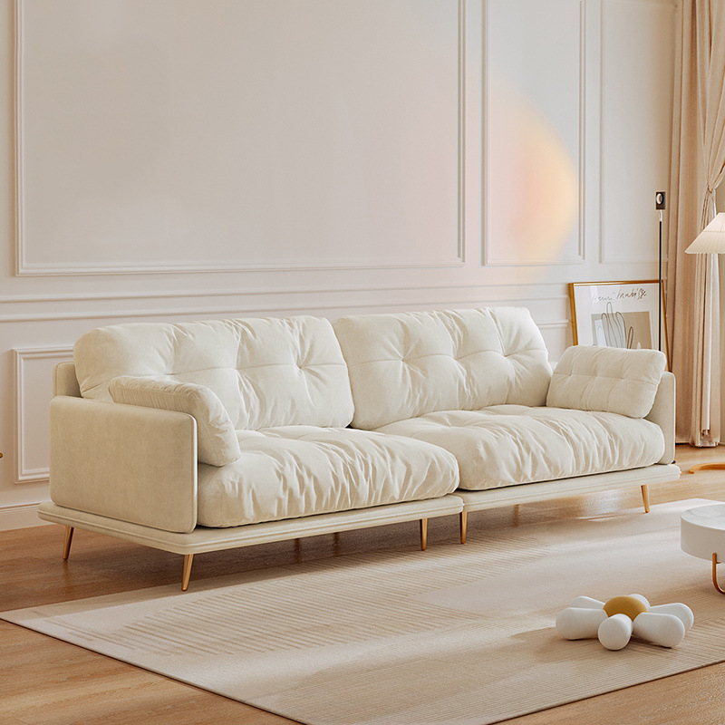 布艺沙发网红轻奢ins奶油风小户型北欧客厅直排云朵科技布沙发
