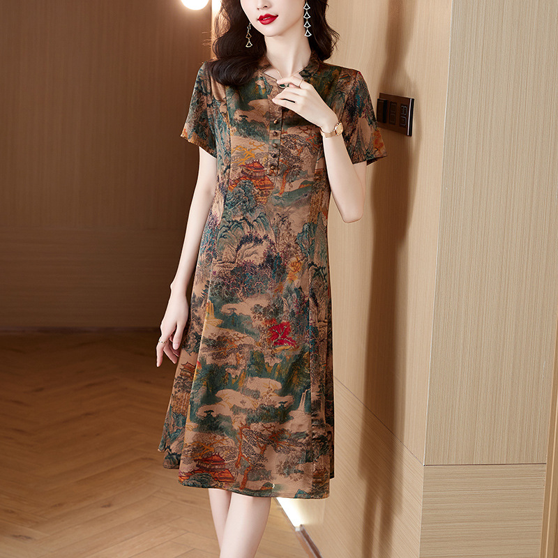 实拍香云纱连衣裙女年轻款重磅修身显瘦高档专柜时尚显瘦夏-阿里巴巴