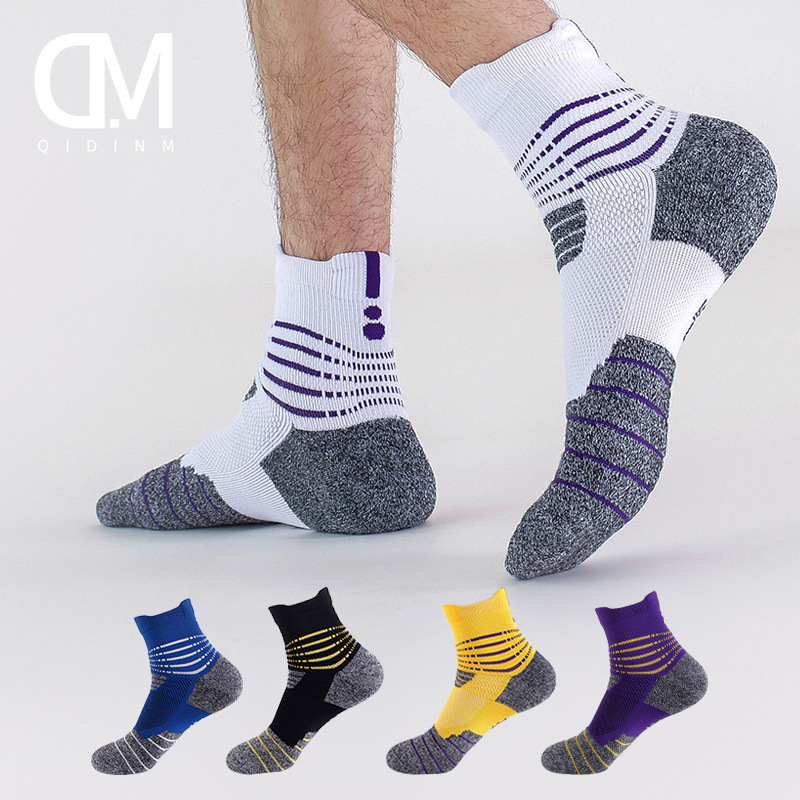 运动袜男中筒袜女毛巾底跑步袜王艳透气户外登山马拉松袜子篮球袜