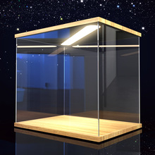 亚克力泡泡玛特展示盒盲盒手办收纳盒模型透明盒子乐高防尘盒带灯