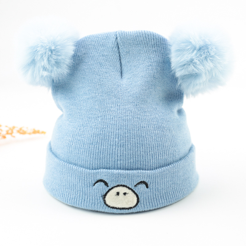 Baby Embroidery Hat Newborn Male and Female Baby Cotton Beanie Cap Infant Autumn and Winter Knitted Hat Woolen Cap Wholesale