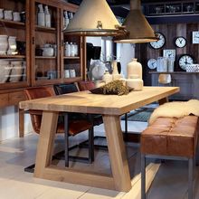 北欧全实木餐桌办公桌现代简约小户型饭桌美式长方形会议桌长桌