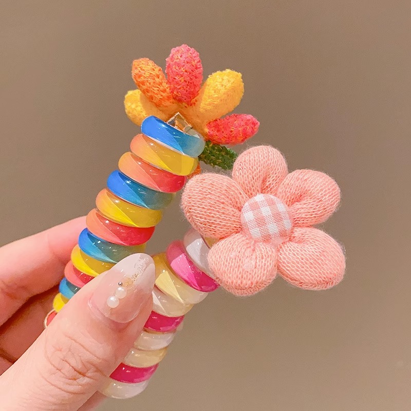 Children's Colorful Barrettes Phone Line Hair Ring Hair Braiding Artifact Girls Ponytail Hair String Little Girls Rainbow Headband Hair Accessories