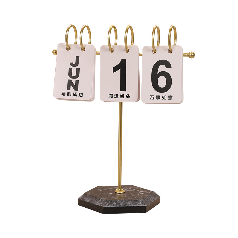 Modern Simple T-Shaped Flip Iron Calendar Home Desktop Decorative Small Ornaments Film and Television Photography Props Desk Calendar