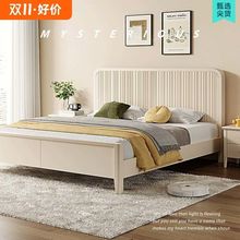 北欧白色全实木床现代简约奶油风格婚床双人床卧室主卧公主储物床