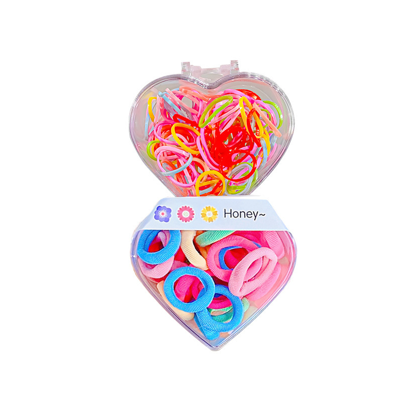 Summer New Color Double Matching Love Box High Elasticity Disposable Children's Rubber Band Baby Hair Rope Wholesale