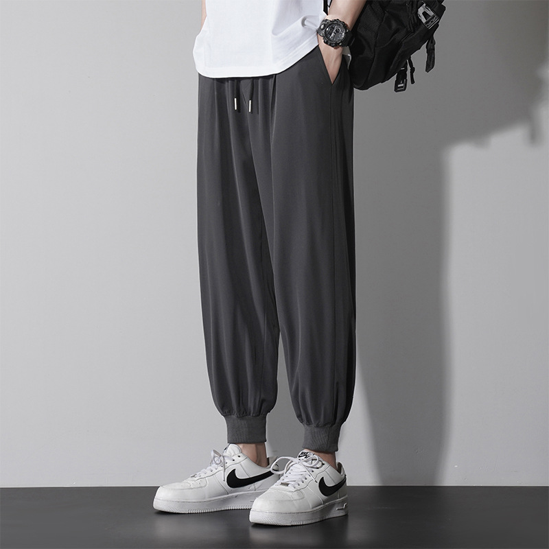 Summer Pants Men's Loose Thin Casual Pants Ice Silk Draping Quick-Dry Pants Sports Jogger Pants Fashion Brand All-Matching Sweatpants