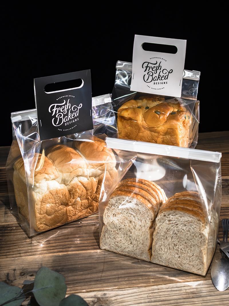 日式加厚切片卷边自封铁丝透明塑料吐司包装袋450克面包袋土司袋