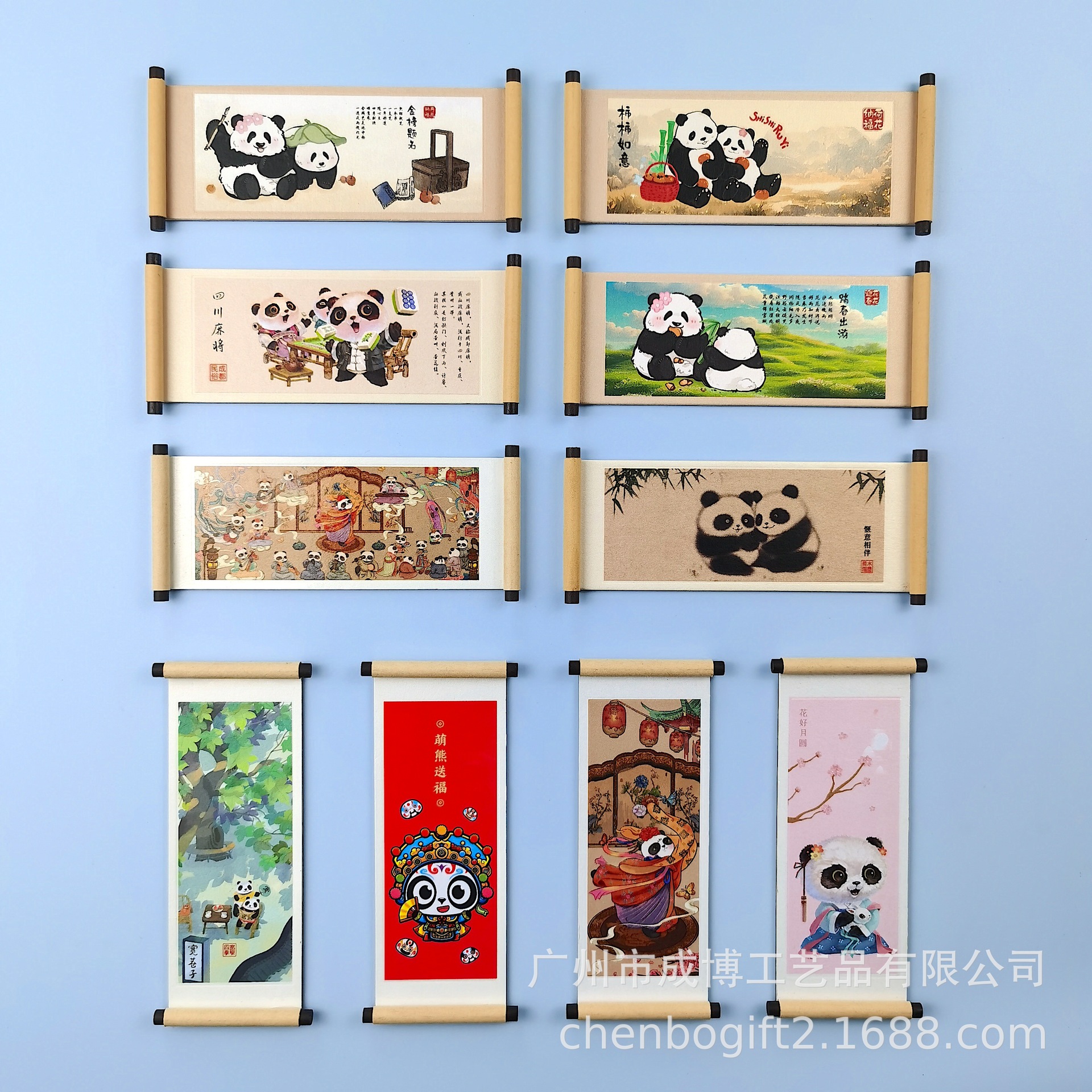 来图定制可爱熊猫卷轴冰箱贴动物园景区热销文创手伴礼品厂家供应