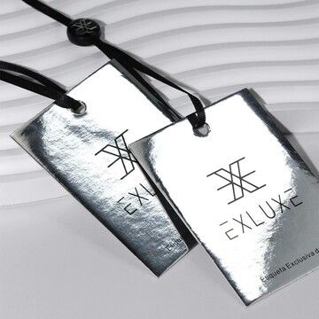 高档镭射银反光服装吊牌滴胶吊粒特种纸衣服挂卡价格标签logo