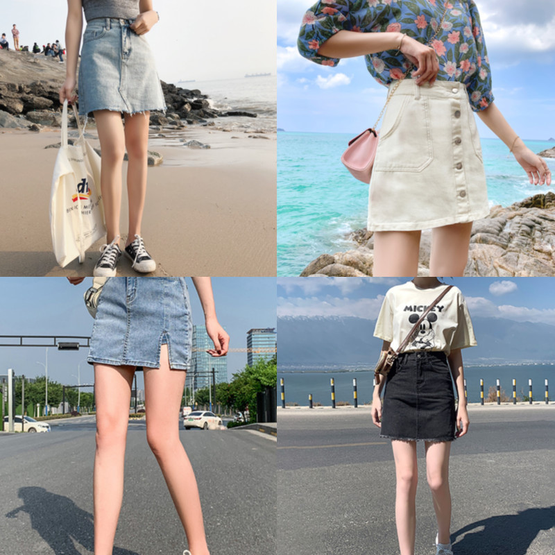 2023 New Denim Skirt Women's High Waist Slimming plus Size A- line Skirt Fashion All-Match Skirt Manufacturer Direct Wholesale
