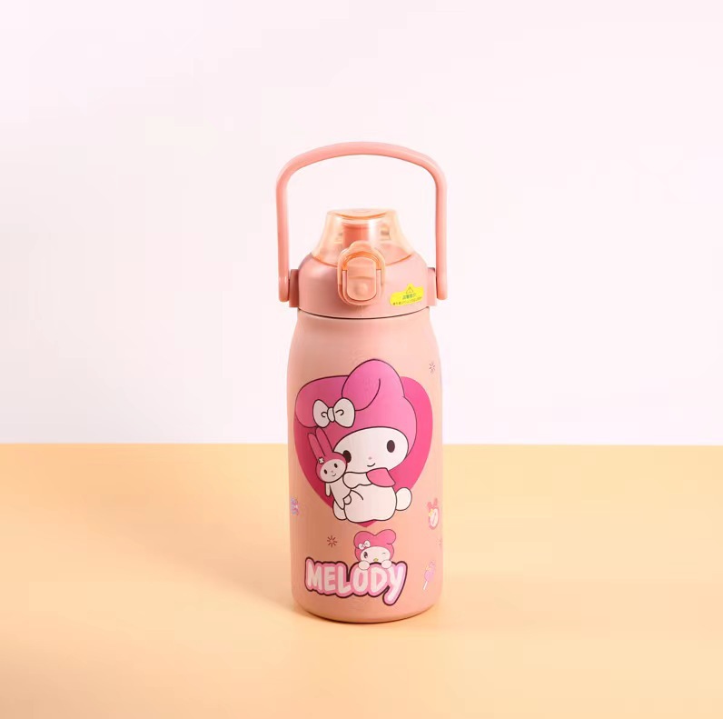 Cross-Border Hot Cartoon Large Capacity Portable Pot Stainless Steel 316 Thermos Cup with Straw Outdoor Drinking Glass Vacuum Cup