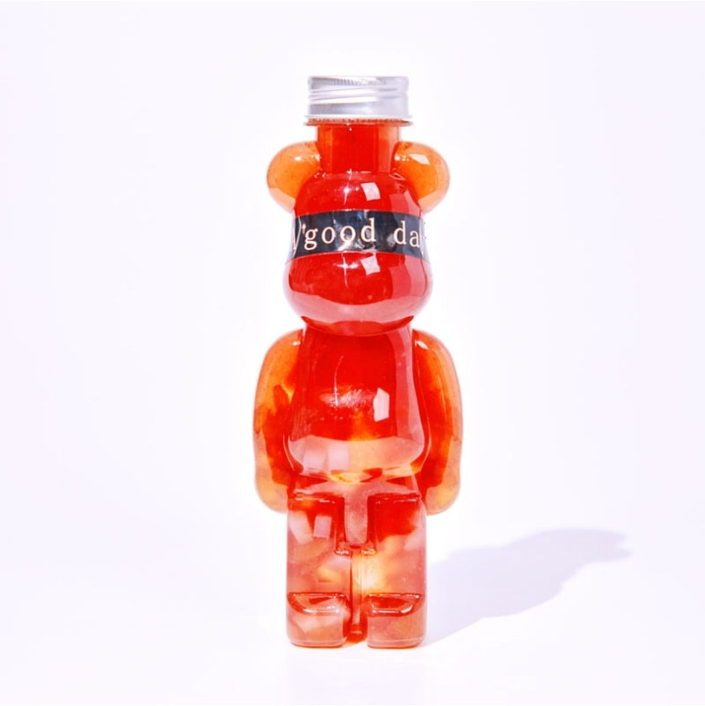 400ml卡通奶茶瓶杨枝甘露暴力熊瓶一次性塑料杯网红脏脏奶茶杯子