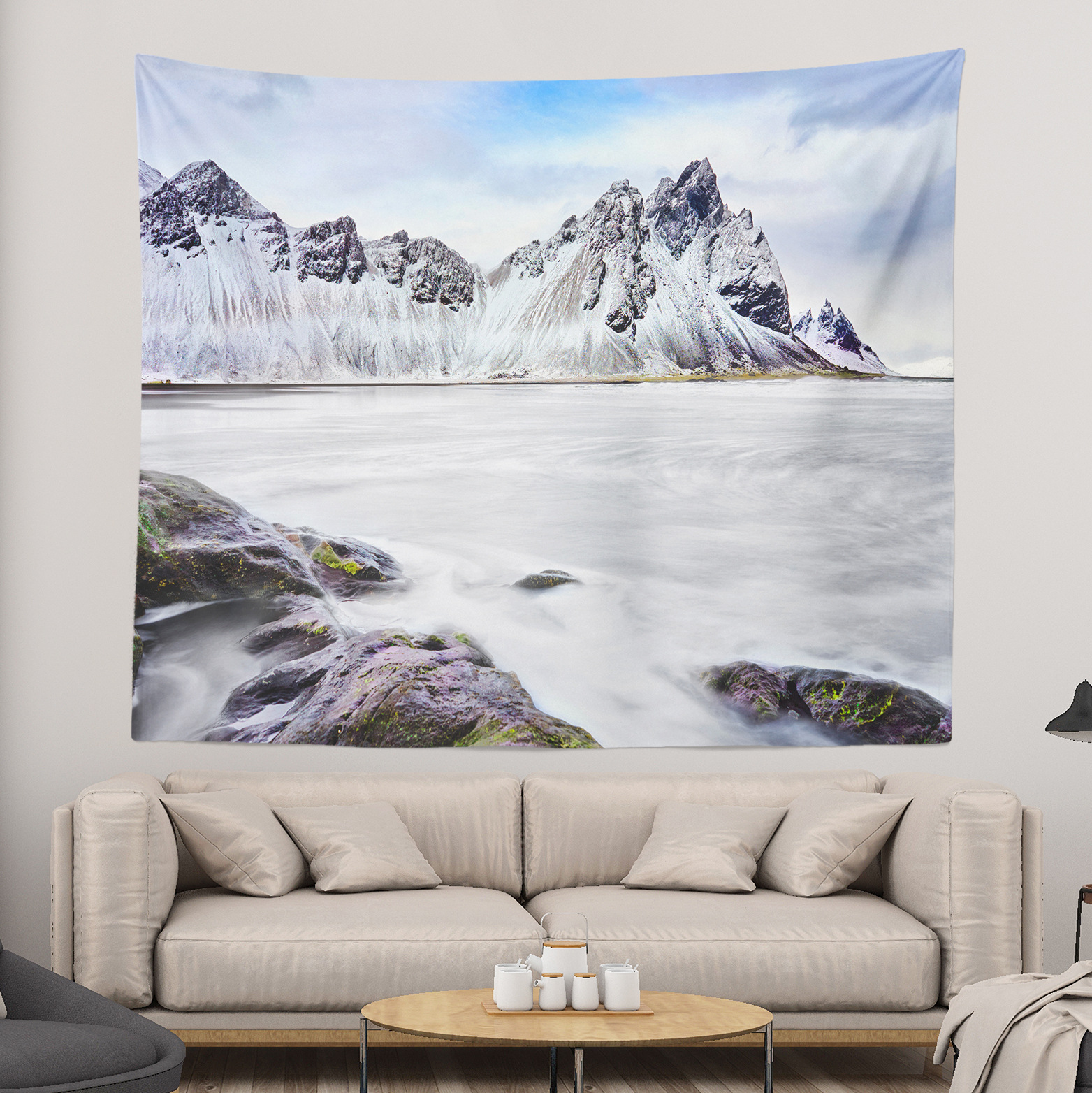 北欧ins山水风景系列挂毯家居背景墙装饰布网红直播挂布壁挂坐毯