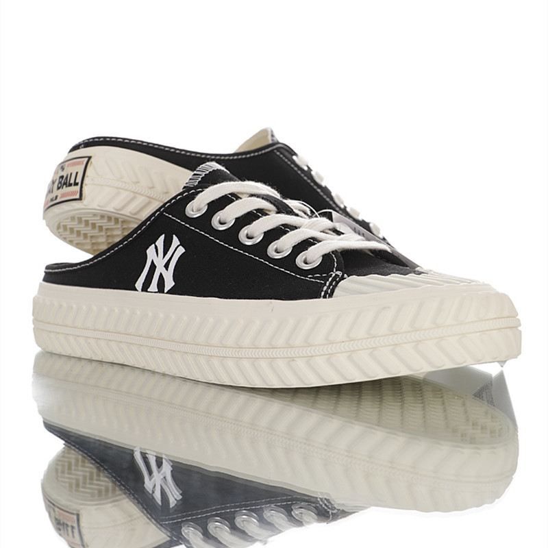 mlb鞋子莆田纯原厚底懒人半拖帆布鞋饼干女鞋休闲增高一脚蹬mlb鞋