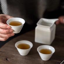手工浮雕品茗杯茶杯家用陶瓷功夫茶具白瓷茶碗主人杯斗笠单杯定制