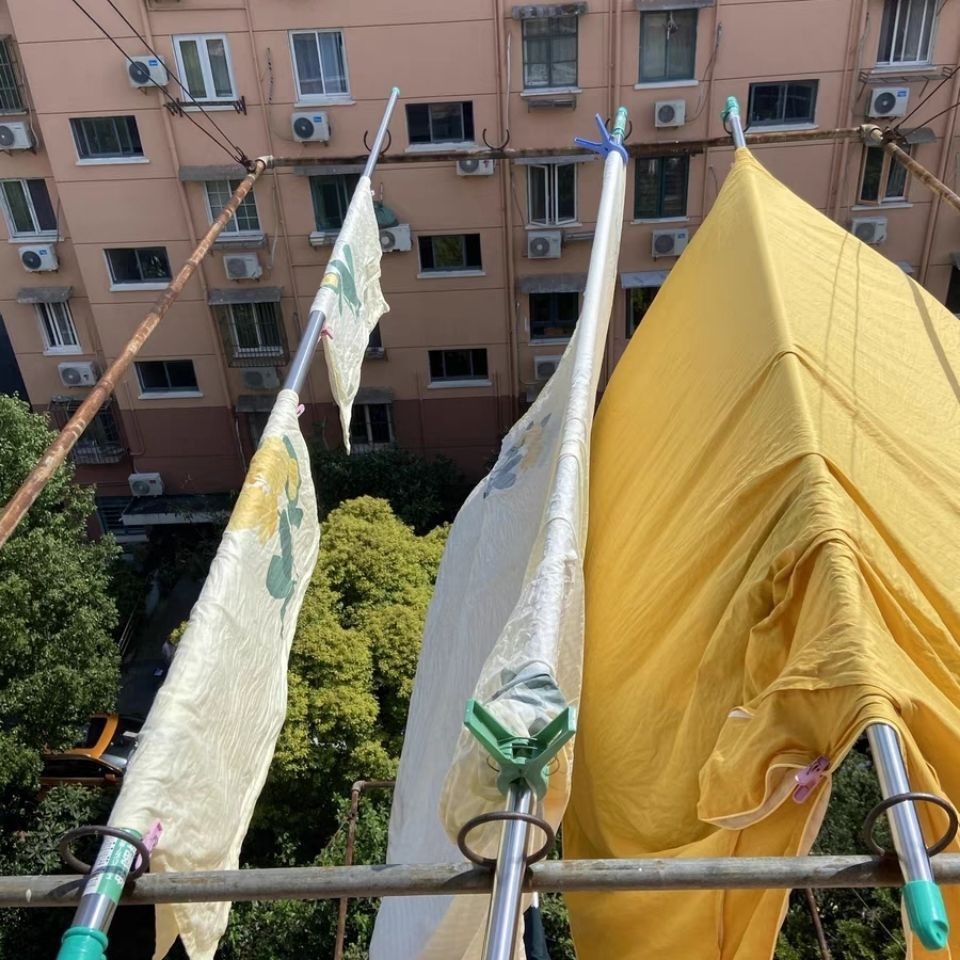 上海晾衣杆伸缩杆加厚晾衣杆阳台顶装挂衣晒单杆室外凉衣杆晒衣杆
