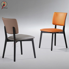 北欧实木餐椅家用现代简约轻奢小户型软包皮质餐桌椅子餐厅靠背椅
