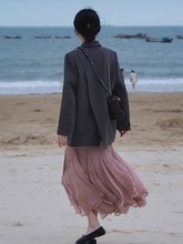 黑色西装外套女春秋2024新款韩版小众设计感后开叉宽松休闲小西服