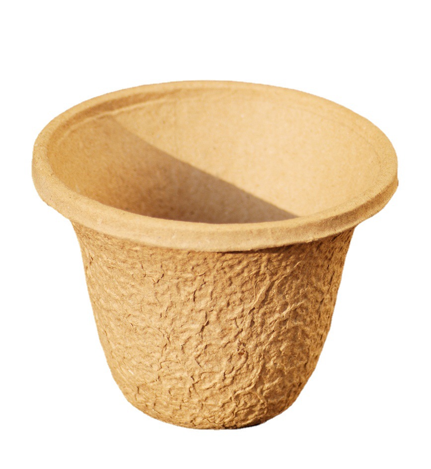 厂家设计直销定制园艺降解纸塑防水花盆 环保纸浆育苗杯