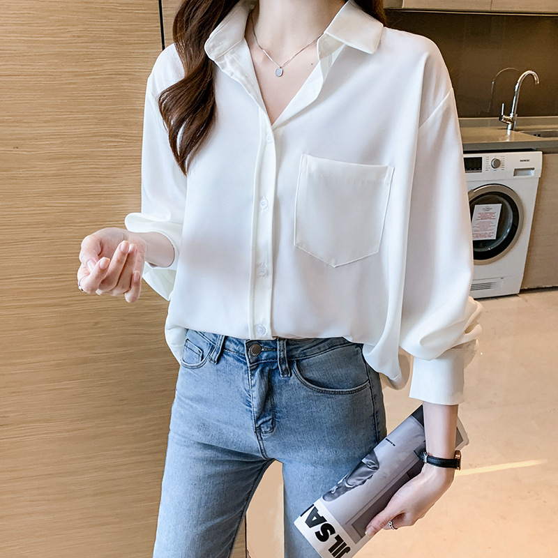 白色雪纺衬衫女2024春新款工作服设计感小众薄款衬衣职业百搭上衣