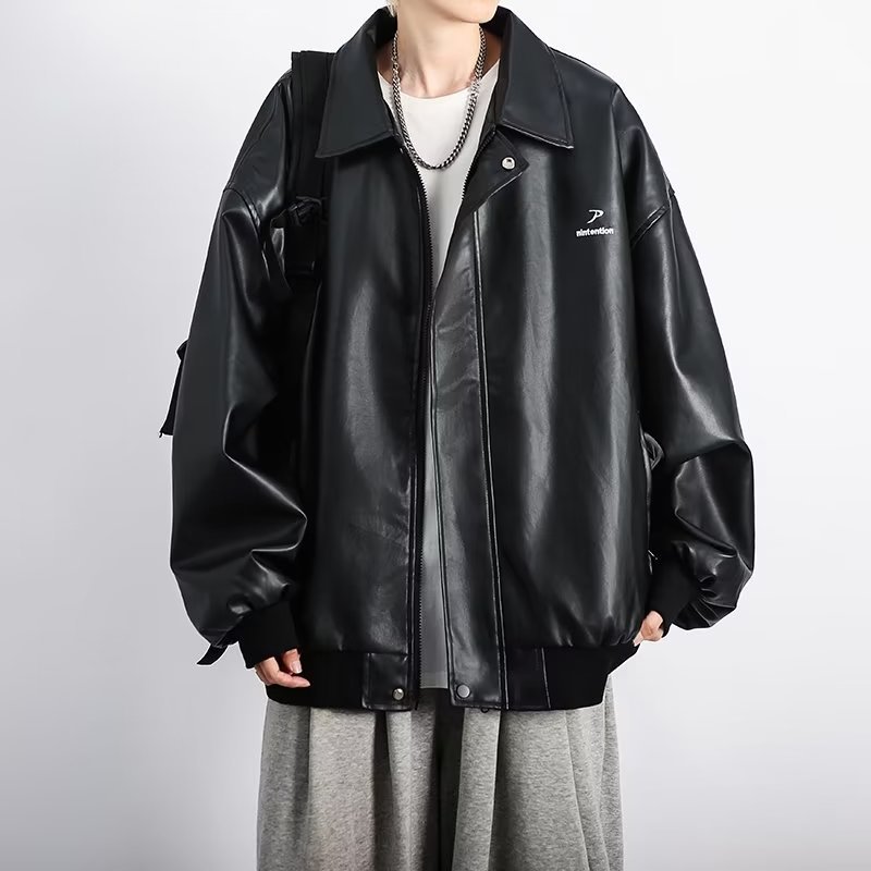 美式复古机车皮衣外套男ins潮牌春秋季痞帅感飞行员pu皮夹克-阿里巴巴
