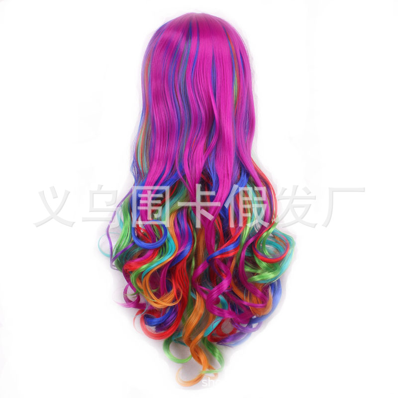 European and American Color Universal Cos Wig Full-Head Wig Foreign Trade Bangs Wig Sheath Women's Long Curly Hair Big Wave Lolita