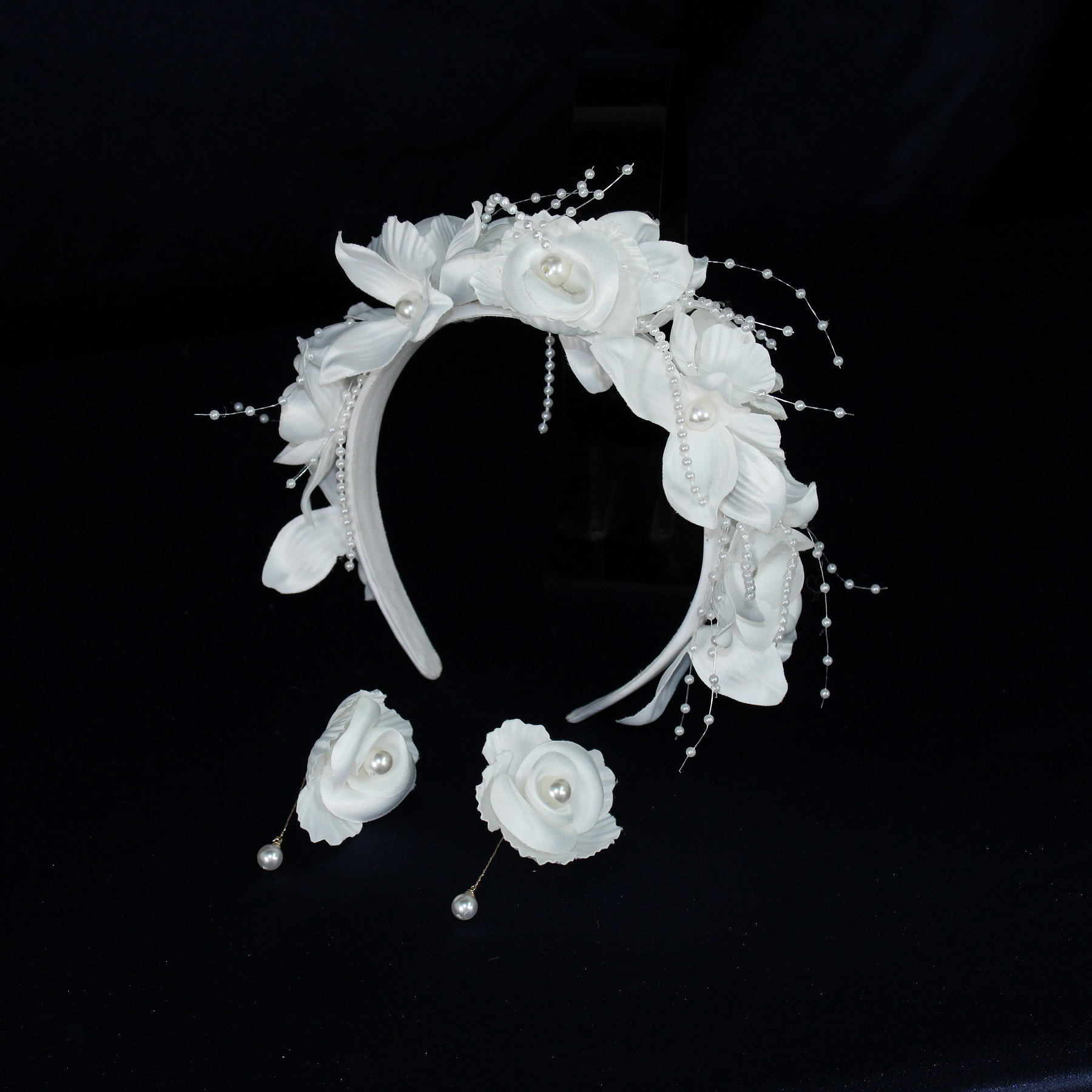 新娘花朵网纱遮面发箍复古百搭婚纱礼服配饰旅拍写真艺术照头饰品