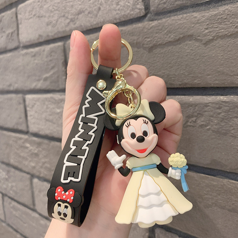 Cartoon Mickey Minnie Ornament Keychain Doll Electric Car Pendant Pendant Ornaments for Couple High Sense Girls' Bags