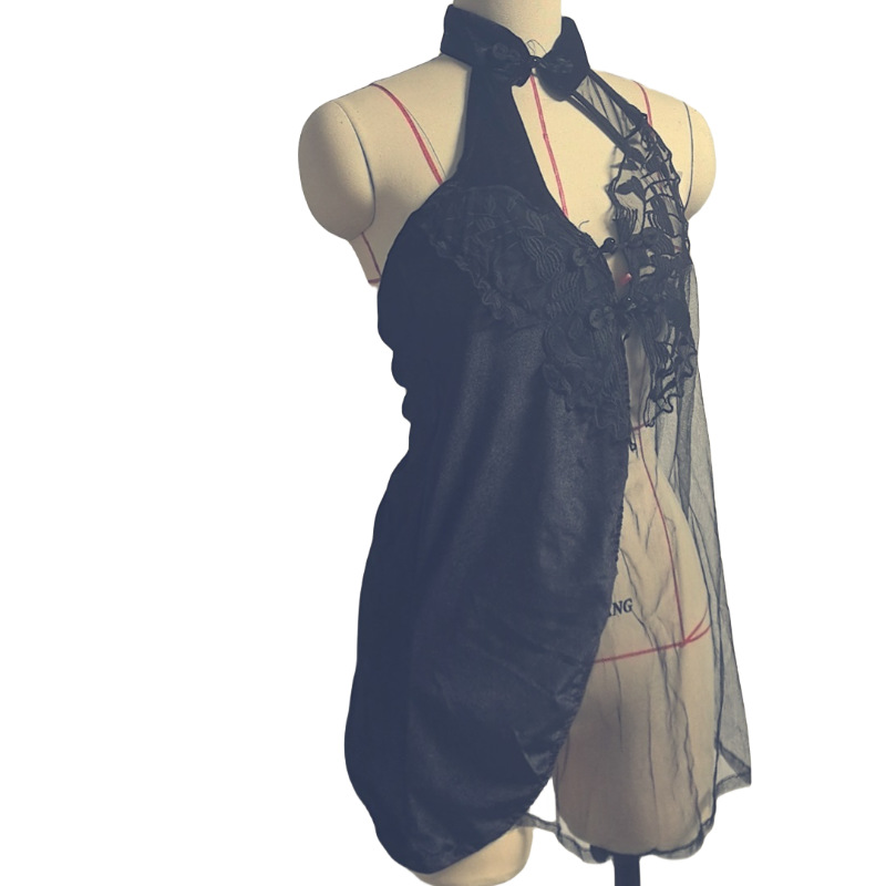 射趣情趣内衣性感复古旗袍制服网纱拼接透视古风诱惑制服睡裙1149